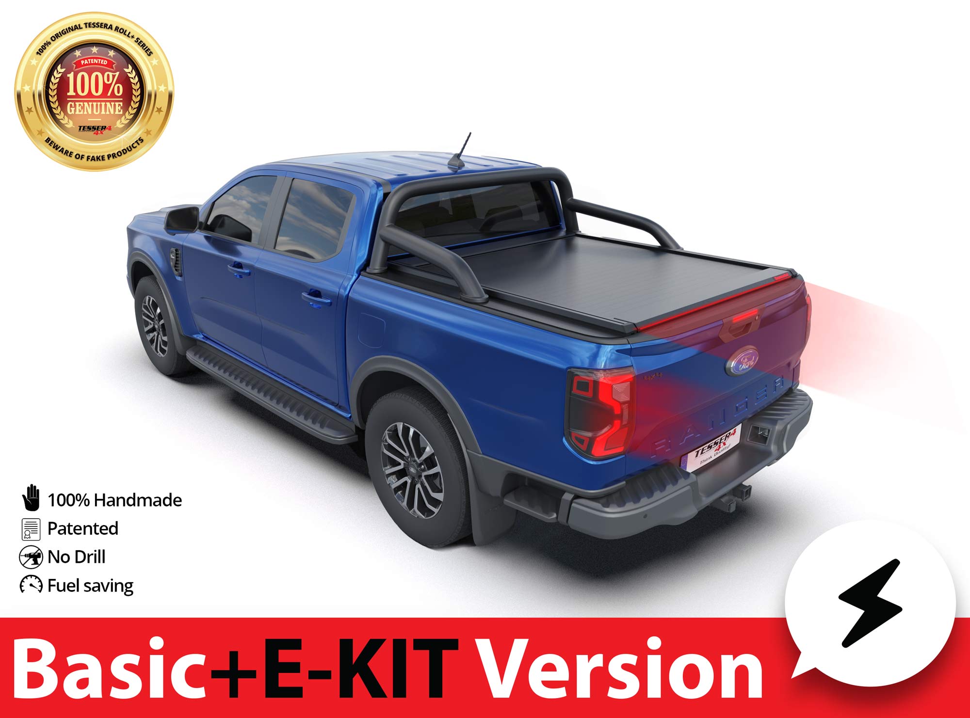 Laderaumabdeckung electric Tessera Roll+ (BASIC + E-KIT Version) in schwarz  matt Ford Ranger (P703) 2023+ - 4x4 Auto Zubehör, Tessera4x4 zubehör