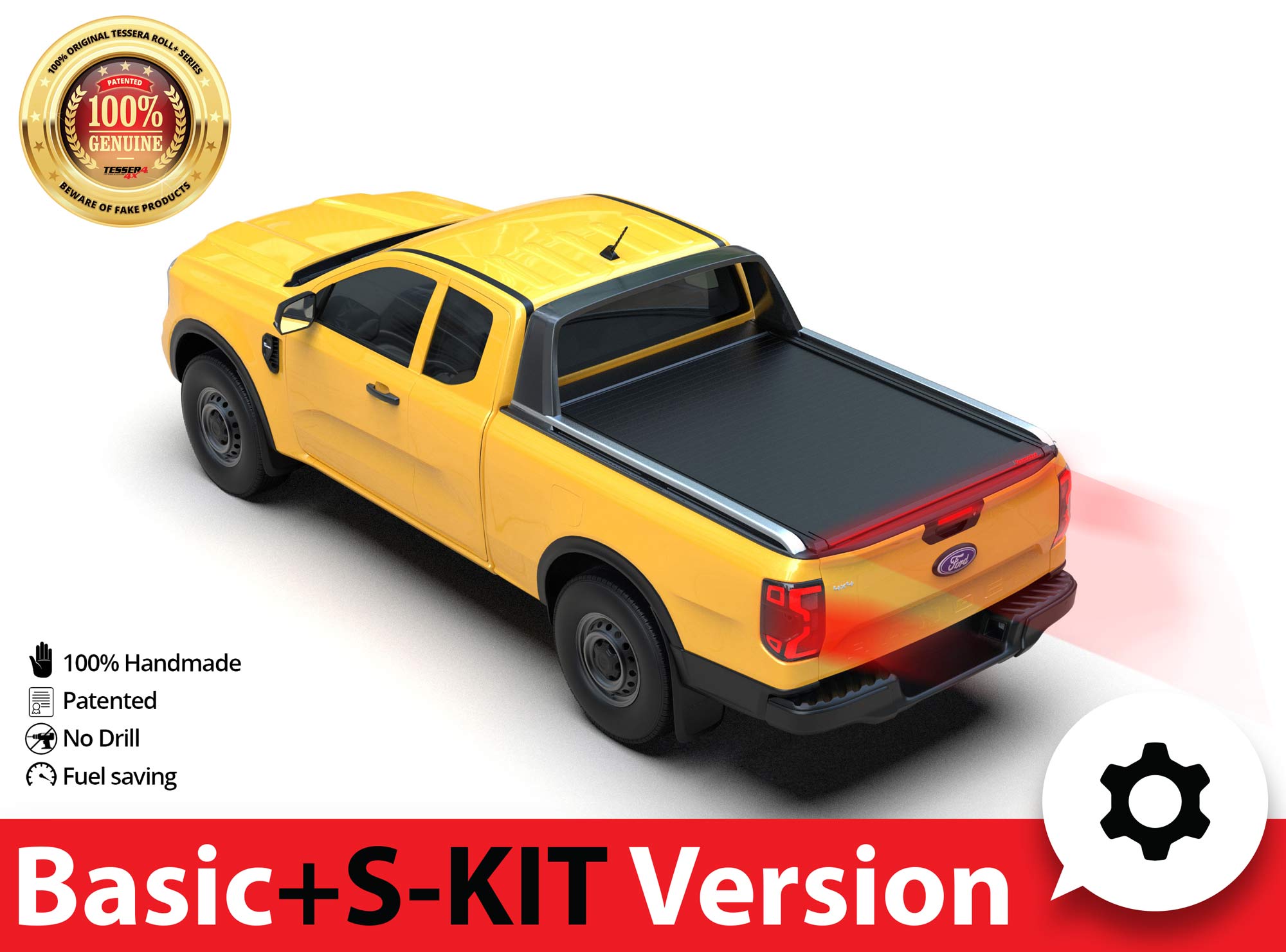 Laderaumabdeckung mit Feder Tessera Roll+ (BASIC + S-KIT Version) in schwarz  matt Ford Ranger (P703) 2023+ - 4x4 Auto Zubehör, Tessera4x4 zubehör